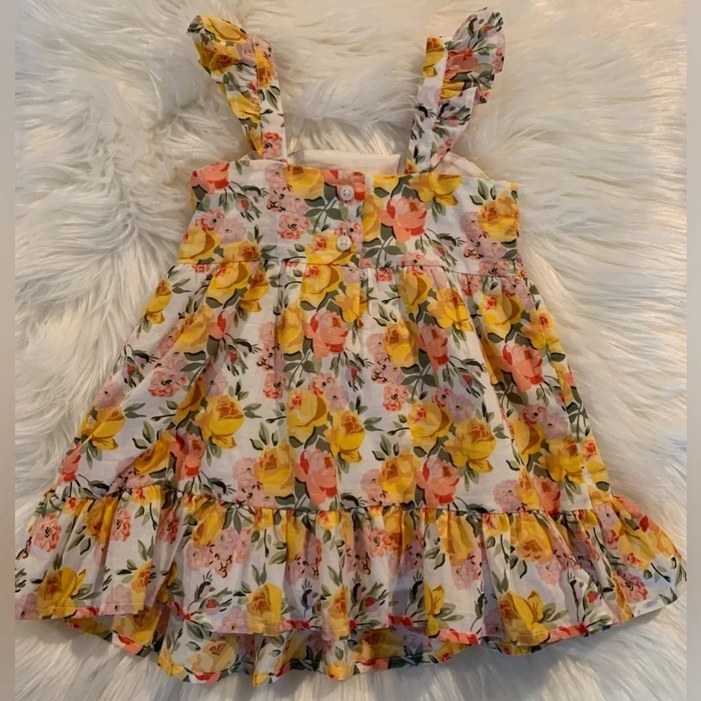 Janie and Jack - Marigold floral print yellow baby girl dress (Size 6-12m)